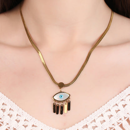 Evil Eye Snake Chain Pendant Necklace