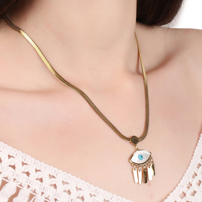 Evil Eye Snake Chain Pendant Necklace