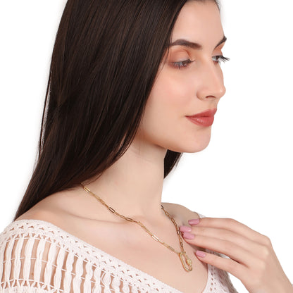 Oval Link Textured Carabiner Necklace