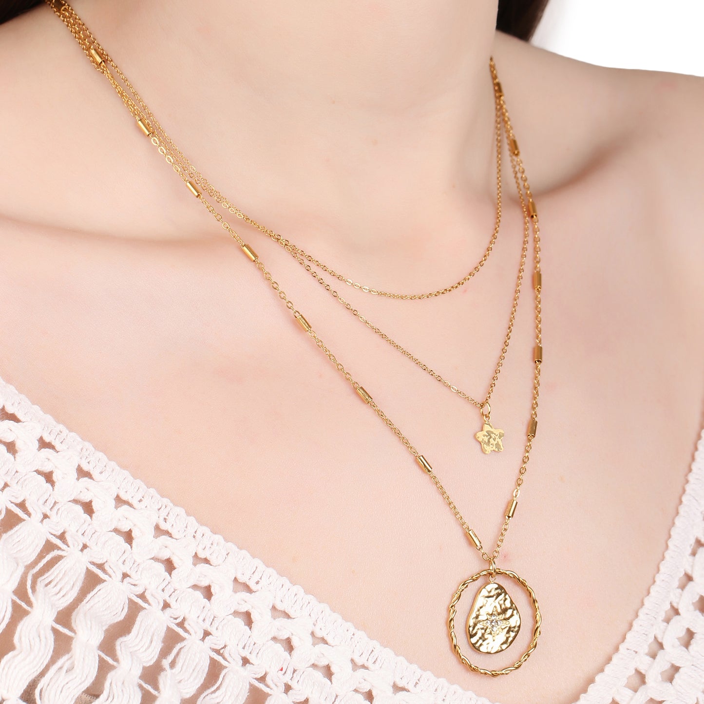 Multi-Layered Star Shaped Necklace