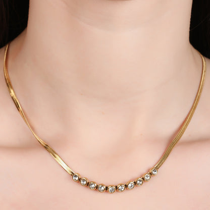 White Zircon Snake Chain Necklace