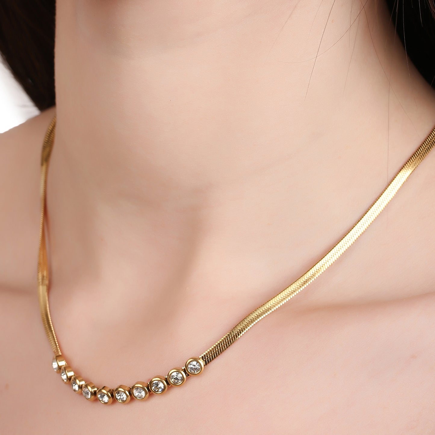 White Zircon Snake Chain Necklace