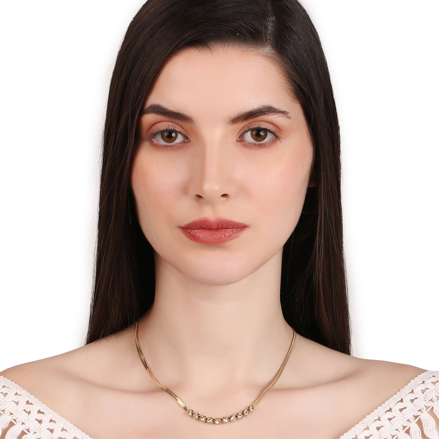 White Zircon Snake Chain Necklace