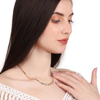 White Zircon Snake Chain Necklace