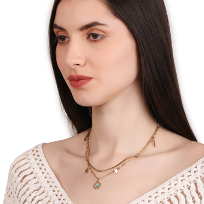 Turquoise Natural Stone Double Layer Necklace