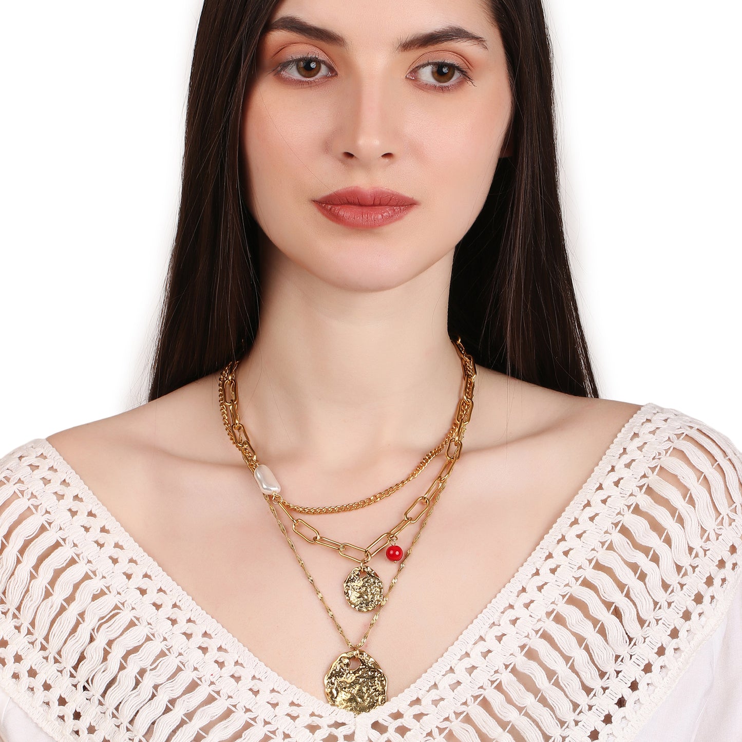 Multi-Layer Textured Pendant Necklace