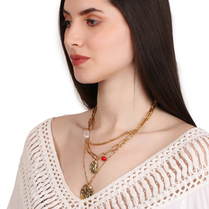 Multi-Layer Textured Pendant Necklace