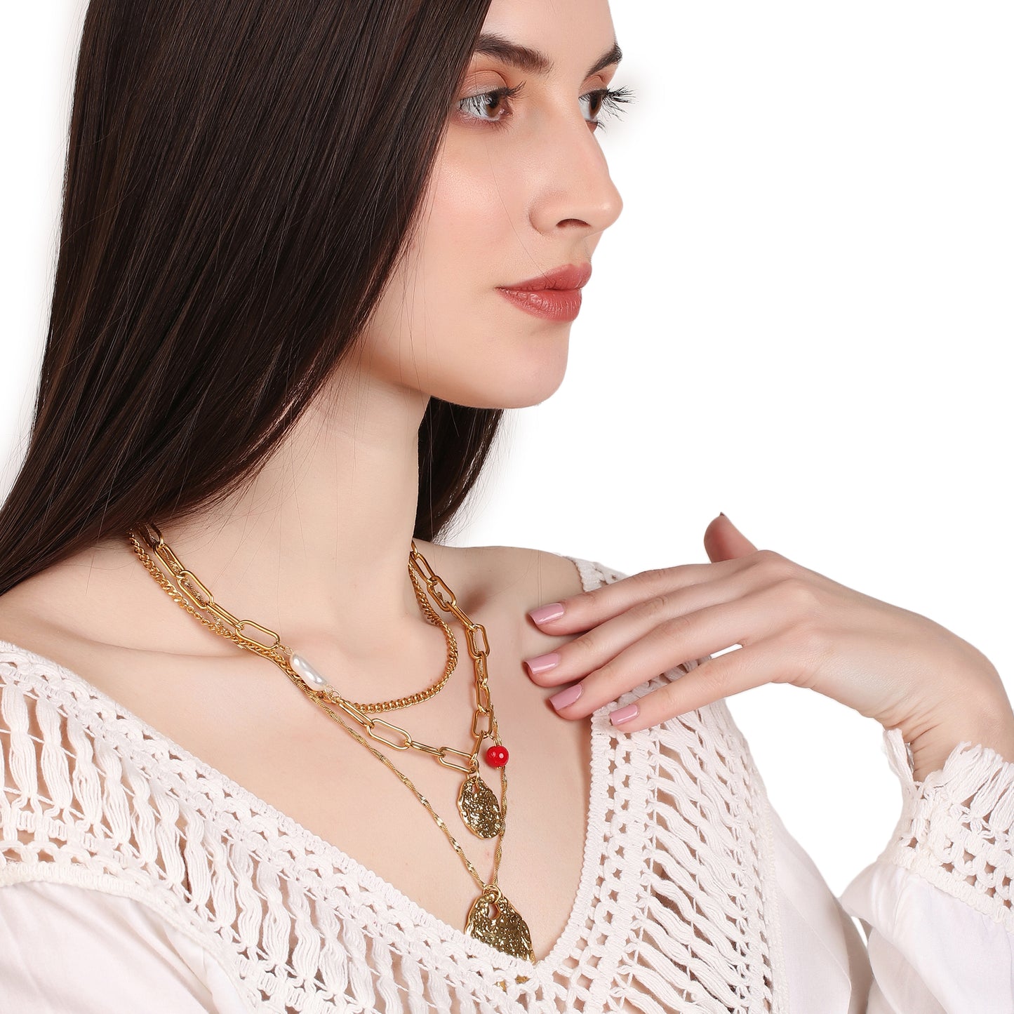 Multi-Layer Textured Pendant Necklace