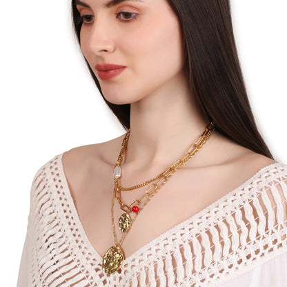 Multi-Layer Textured Pendant Necklace