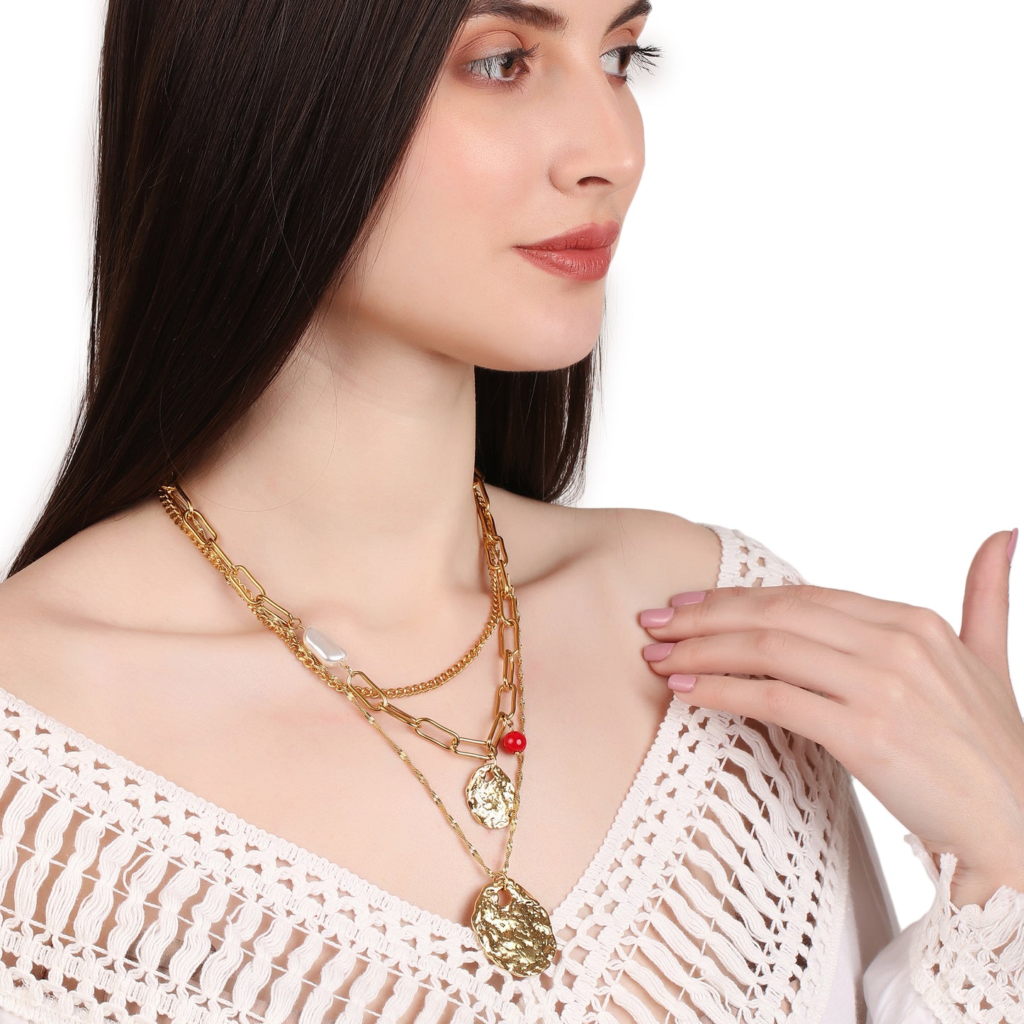 Multi-Layer Textured Pendant Necklace