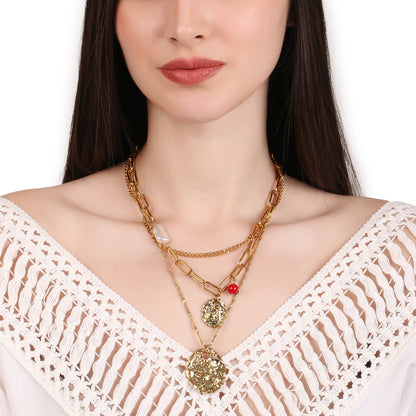 Multi-Layer Textured Pendant Necklace