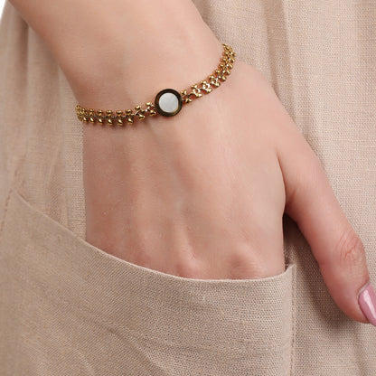 Round Charm Link Chain Bracelet