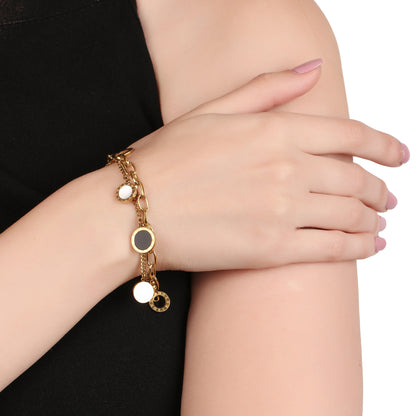 Double Layer Round Charms Link - Chain Bracelet