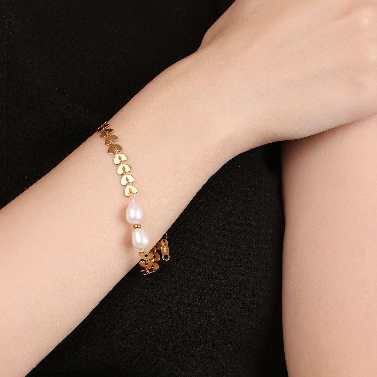 Double Pearl Link Chain Bracelet